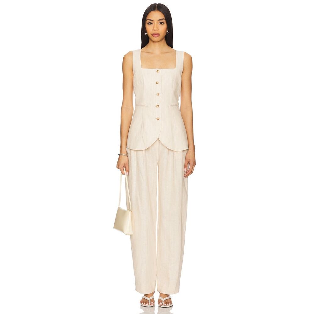 Posse Lucille Trouser Beige Pinstripe Linen Pants